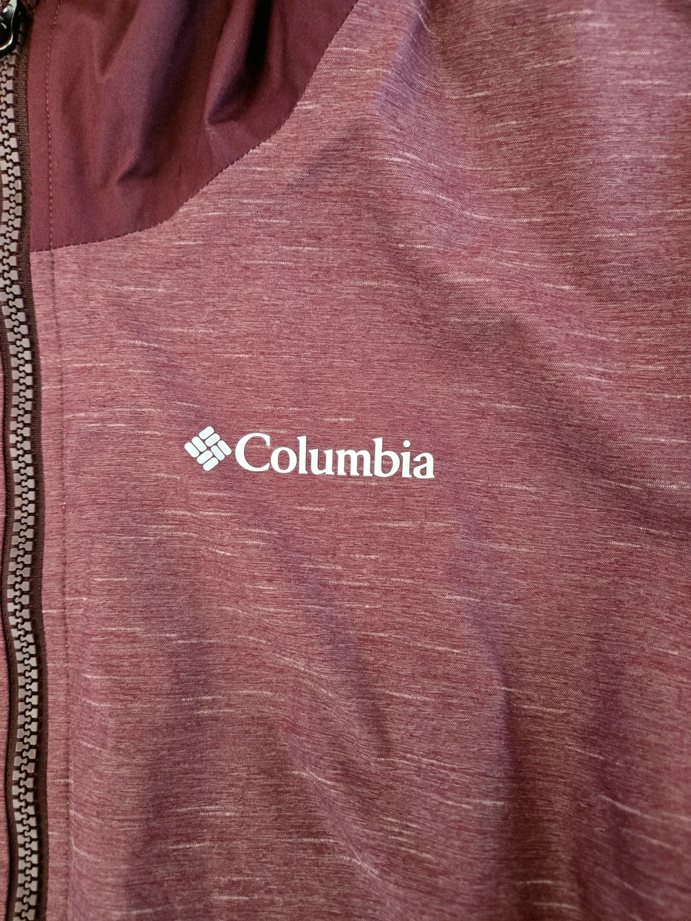 Columbia Girls' Rainy Trails Fleece Lined Two-Tone Plum Hooded Rain Jacket